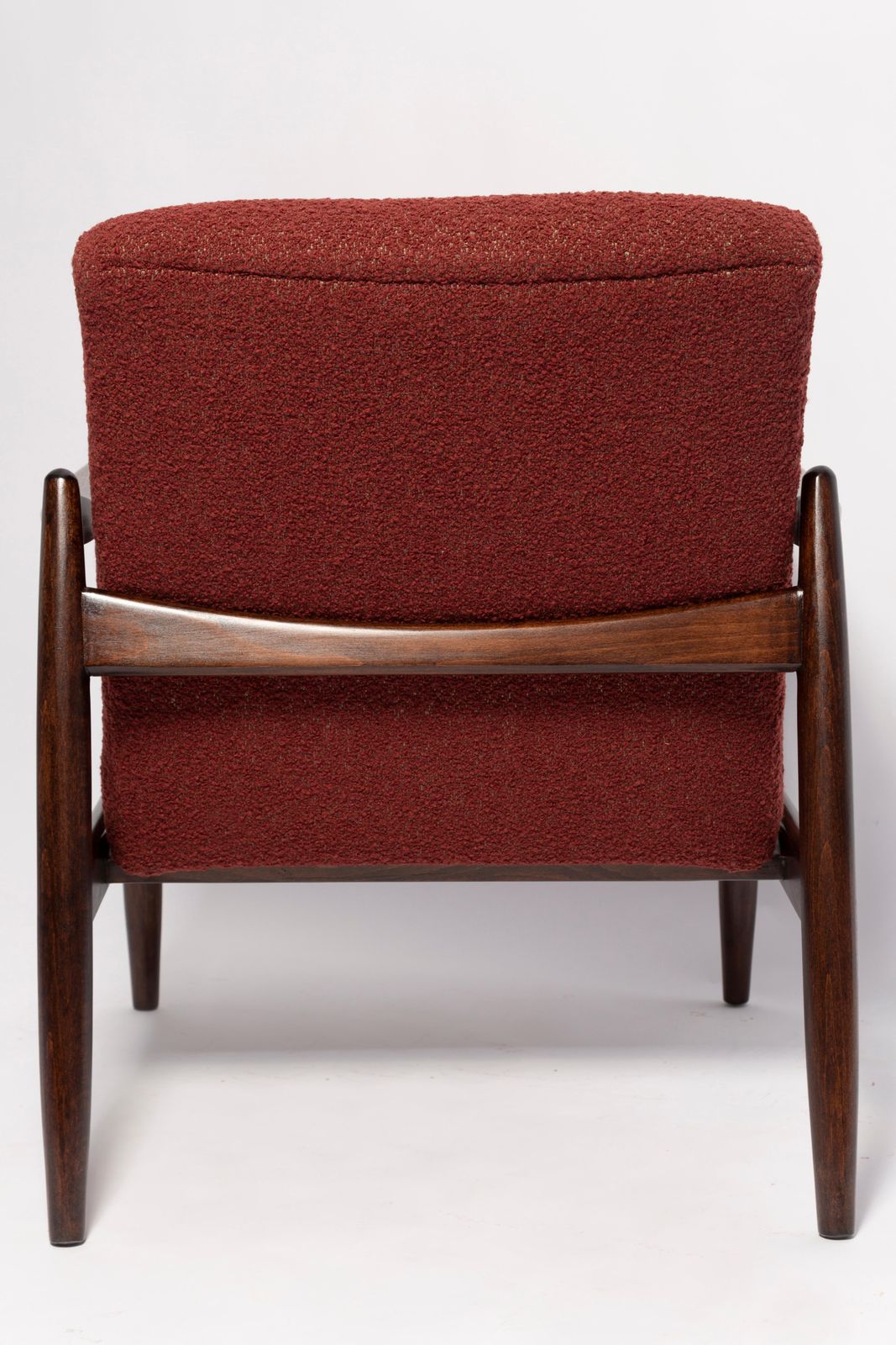 photo vinterior Mid Century Bordeauxrode Bouclé Gfm 64 Fauteuil, Edmund Homa, Europa, Jaren 1960