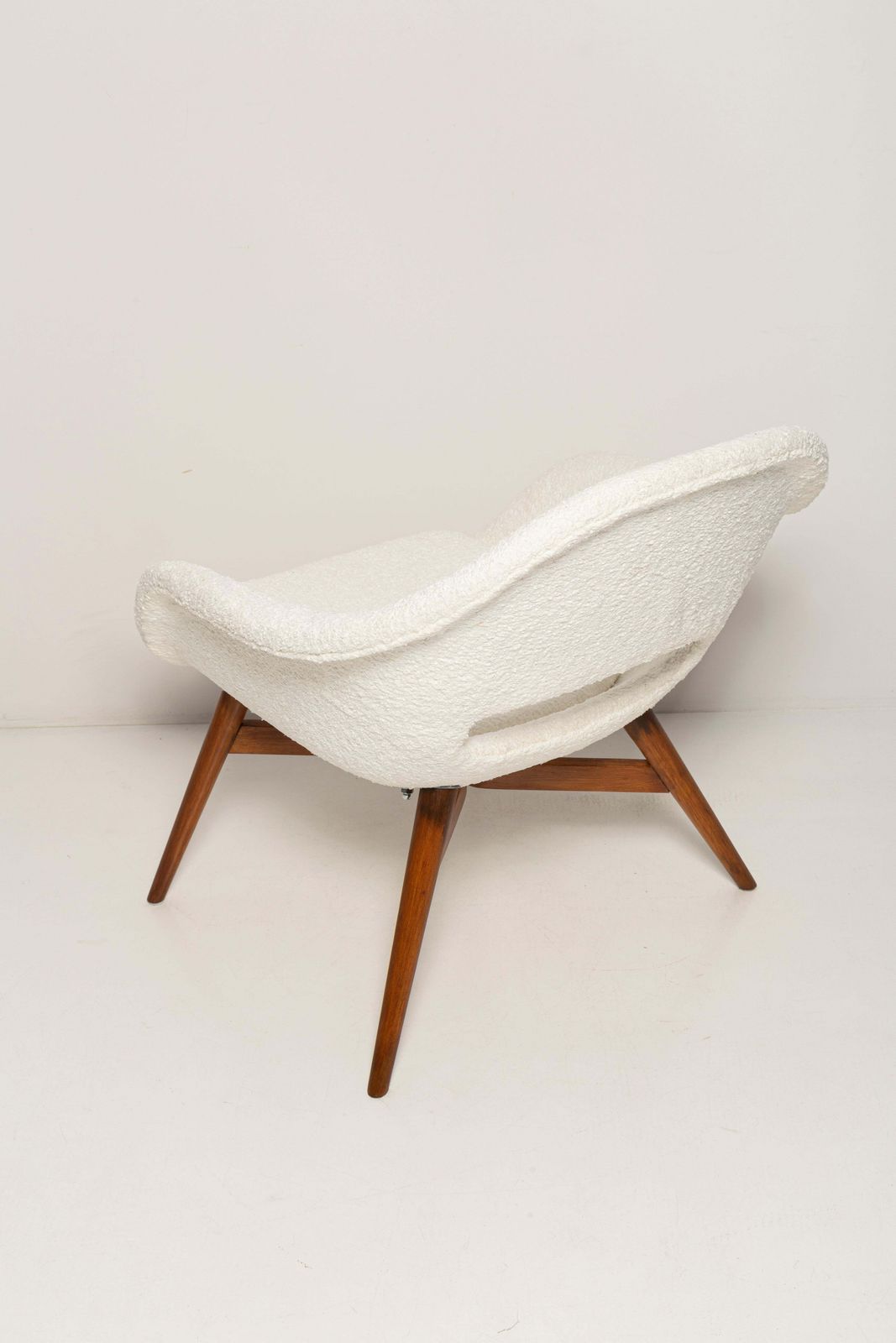 Furniture Mid Century White Boucle Shell Chair, Miroslav Navratil, Czechoslovakia, 1960s photo