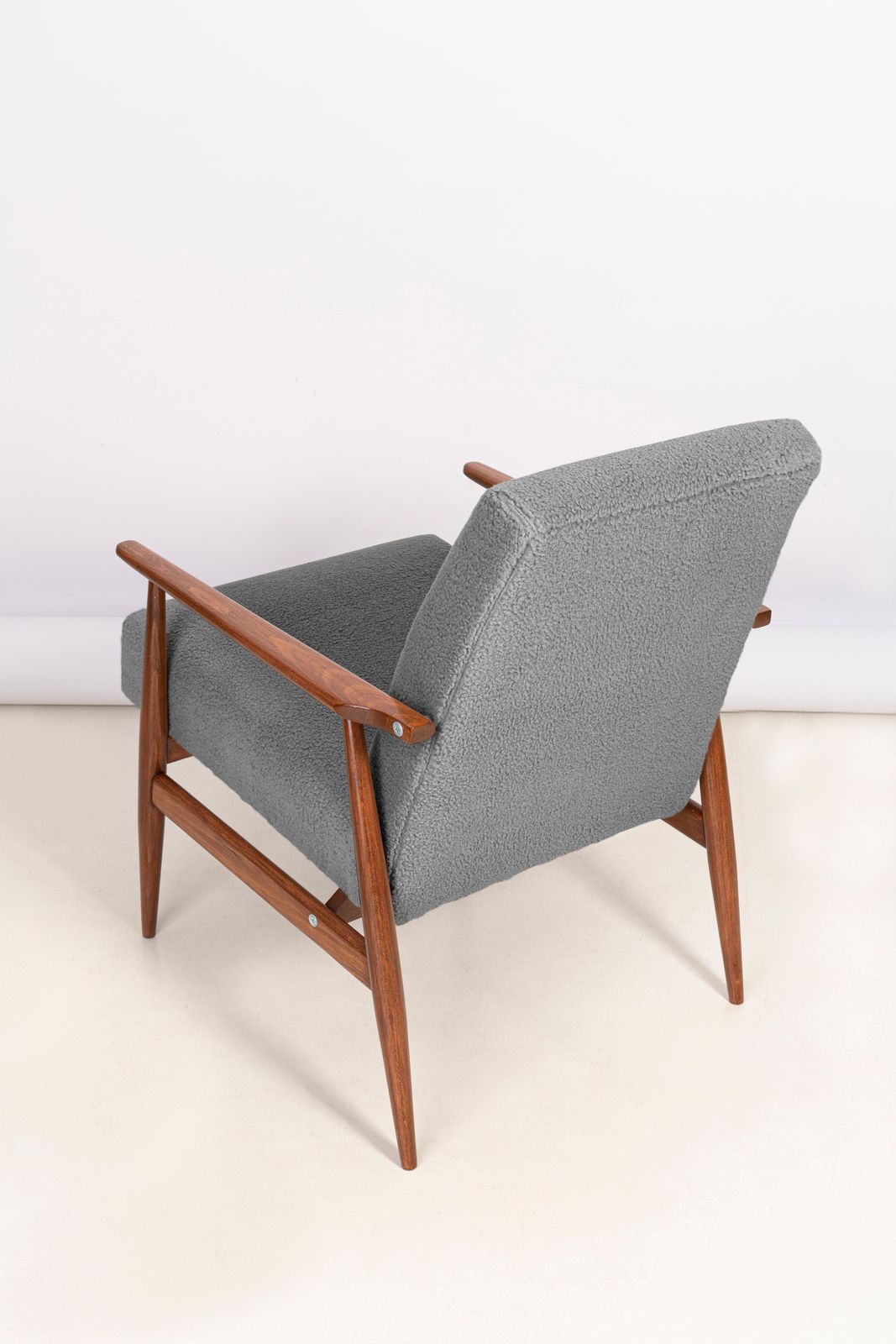 photo furniture Mid Century Gray Bouclé Dante Armchair, H. Lis, Europe, 1960s