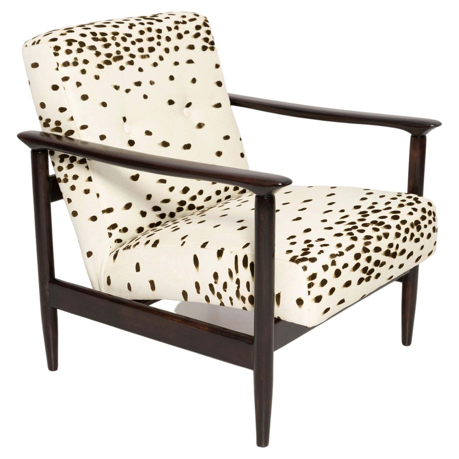 Mid Century Pattern Velvet Dalmatian Armchair, By Edmund Homa, Europe, 1960s