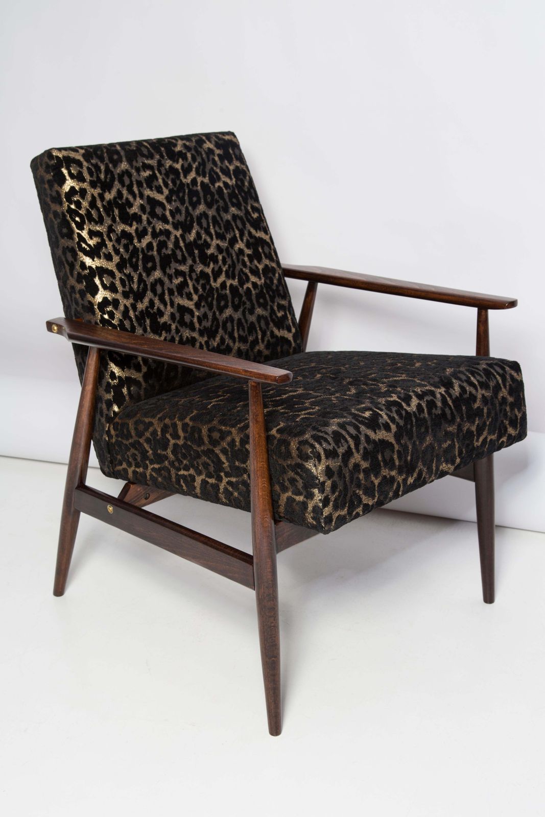 Paar Mid Century Fauteuils Met Luipaardprint Fluweel, H. Lis, Europa, Jaren 1960 photo vintage
