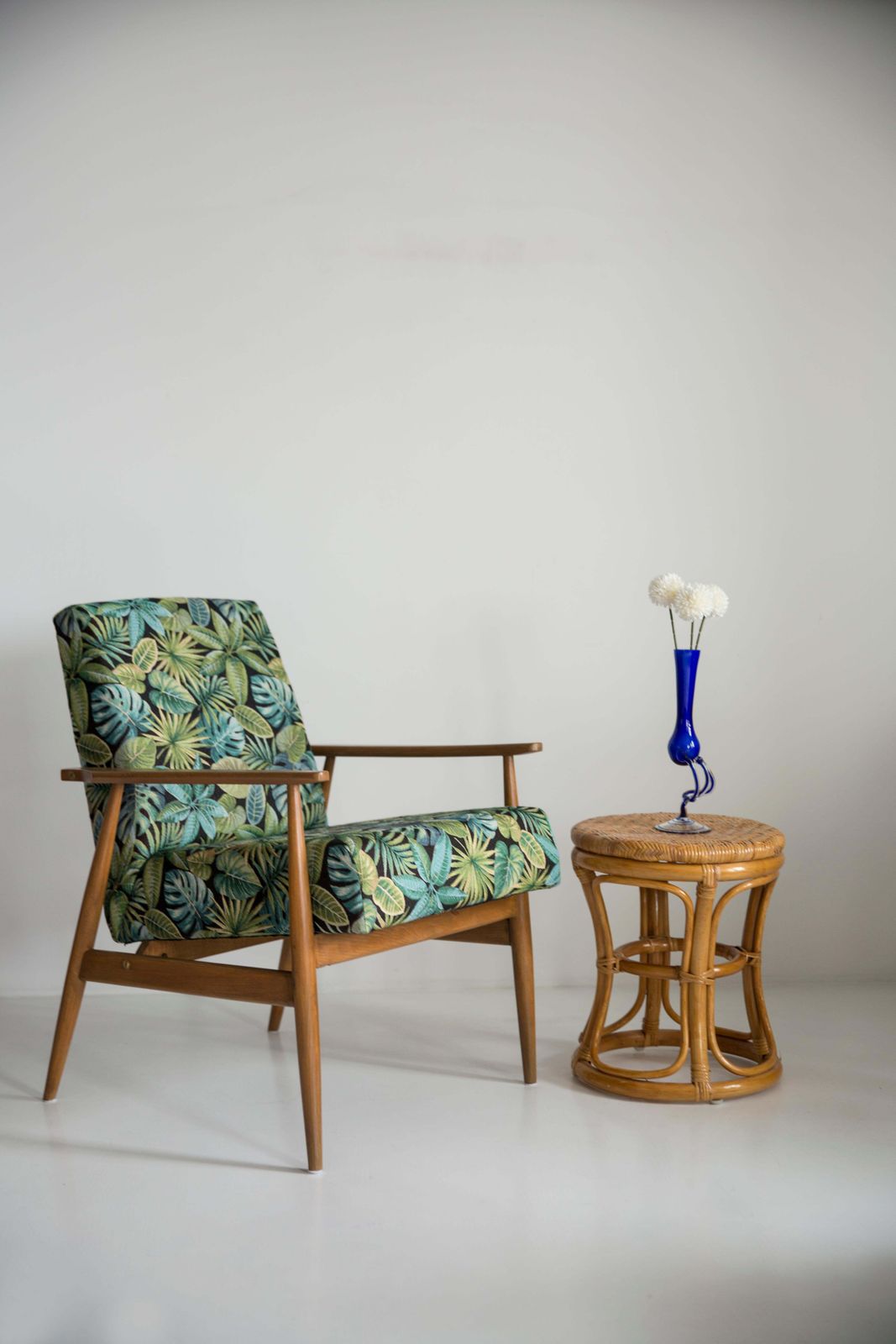 Paar Mid Century Fauteuils Met Groen Bladeren Jacquard Bekleding, Dante, H. Lis, Jaren 1960 photo furniture