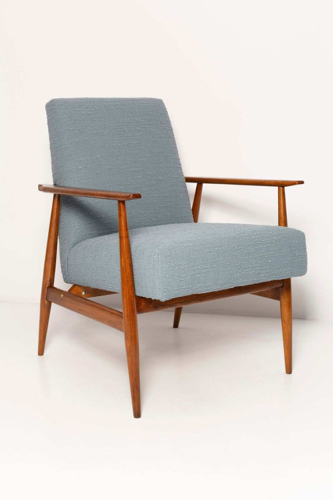 Set Of Two Mid Century Gray Blue Boucle Dante Armchairs, H. Lis, 1960s photo for sale