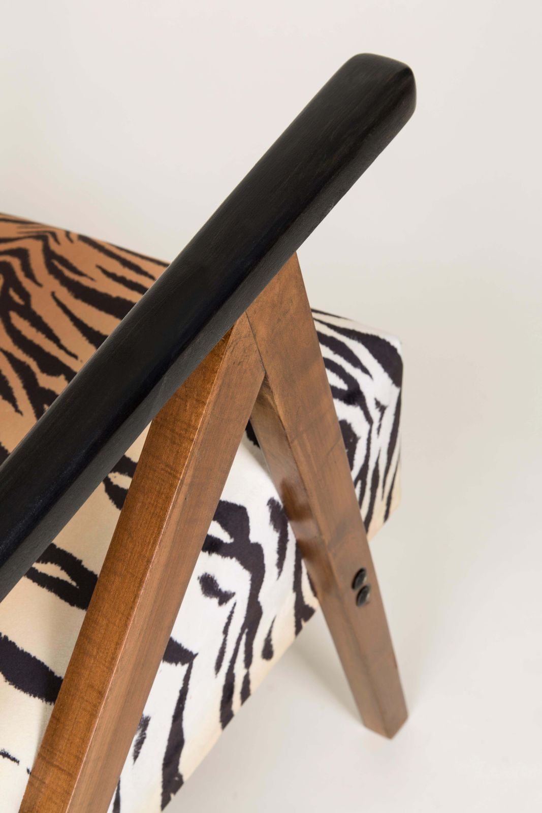 photo furniture Mid Century Modern Tiger Print Armchair And Stool, 1960s, Germany