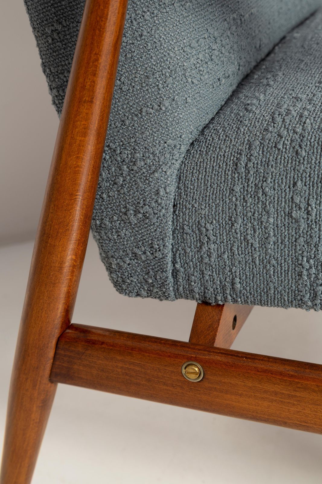 Set Of Two Mid Century Gray Blue Boucle Dante Armchairs, H. Lis, 1960s photo vinterior