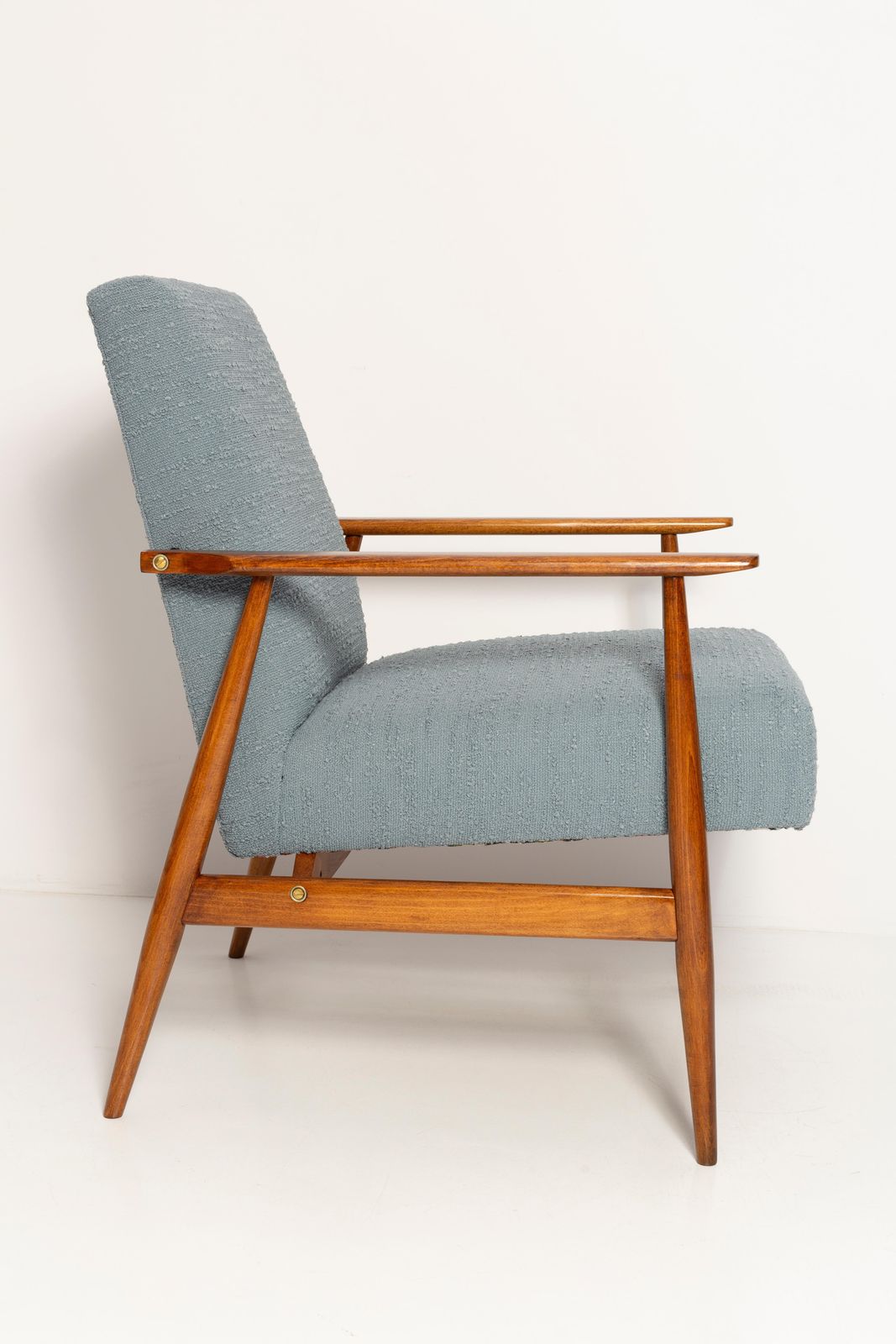Set Of Two Mid Century Gray Blue Boucle Dante Armchairs, H. Lis, 1960s photo vintage