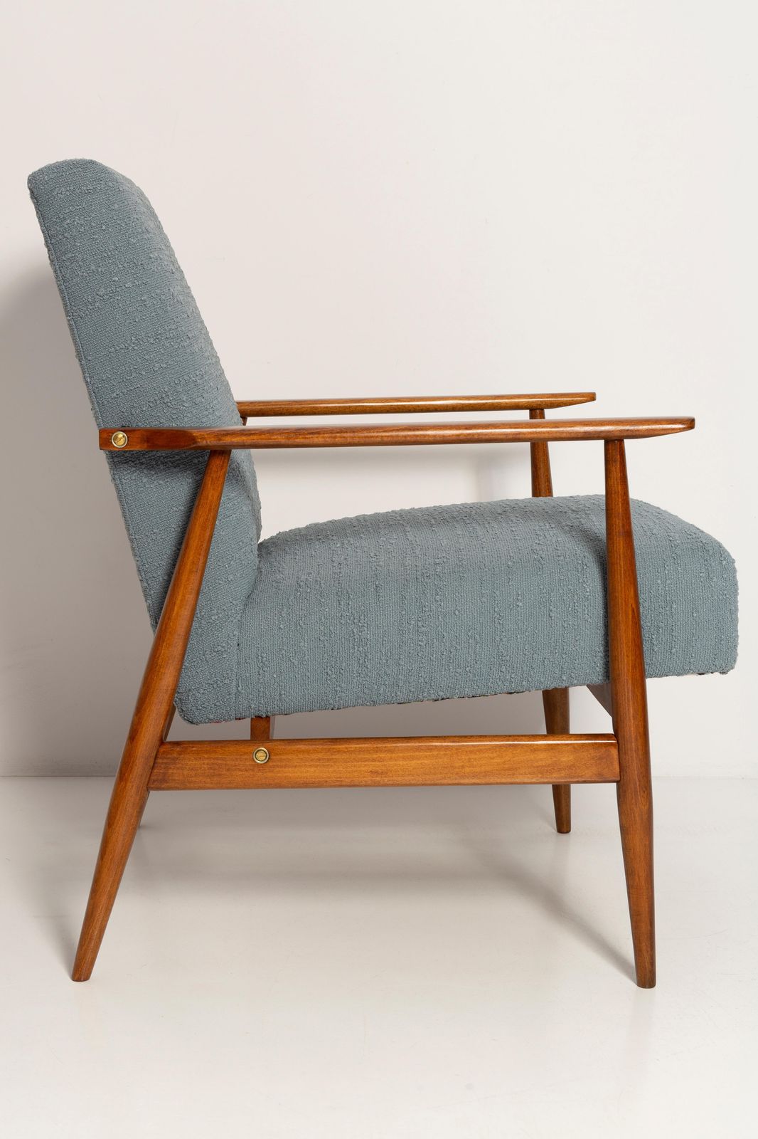 photo furniture Set Of Two Mid Century Gray Blue Boucle Dante Armchairs, H. Lis, 1960s