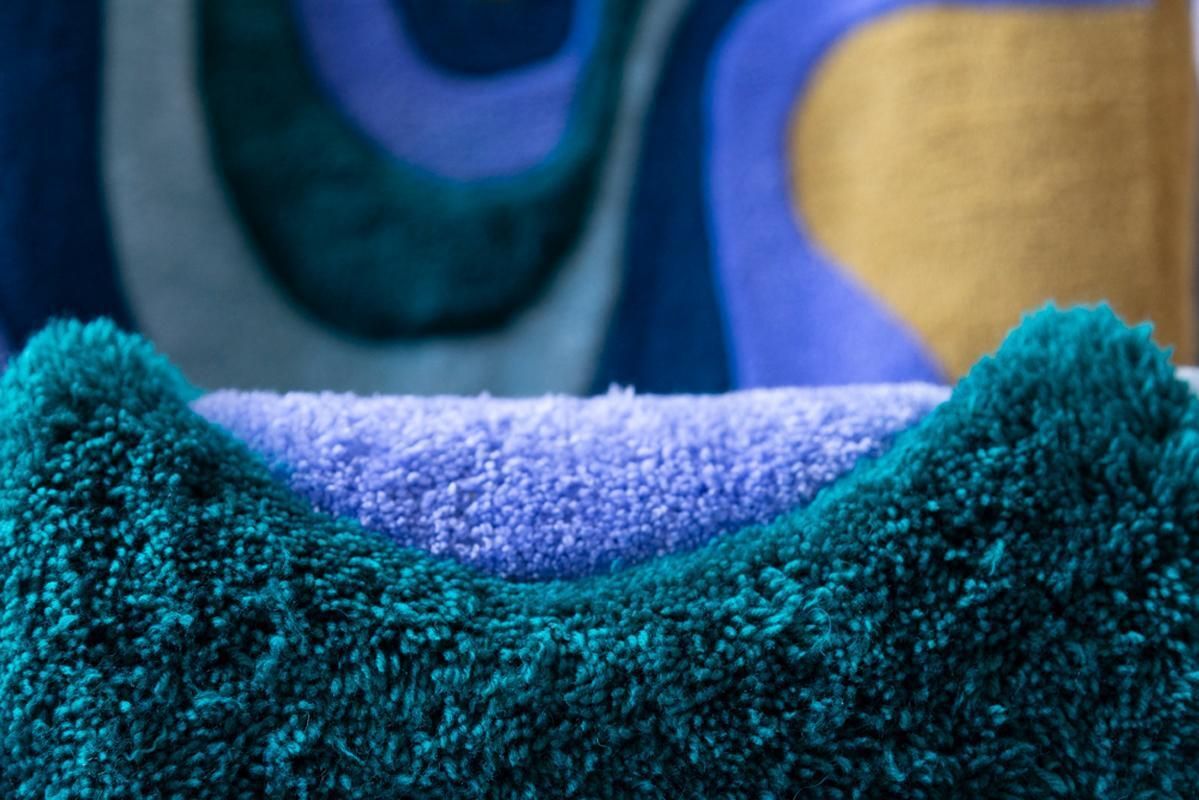 photo vinterior Set Of Two Mid Century Vintage Hand Tufting Blue Atlantis Big Armchairs, 1960s