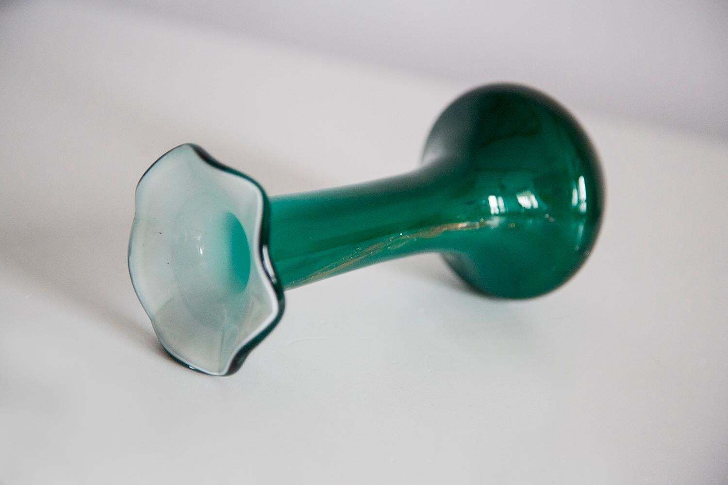 Mid Century Small Green Decorative Glass Vase, Europe, 1960s photo vintage