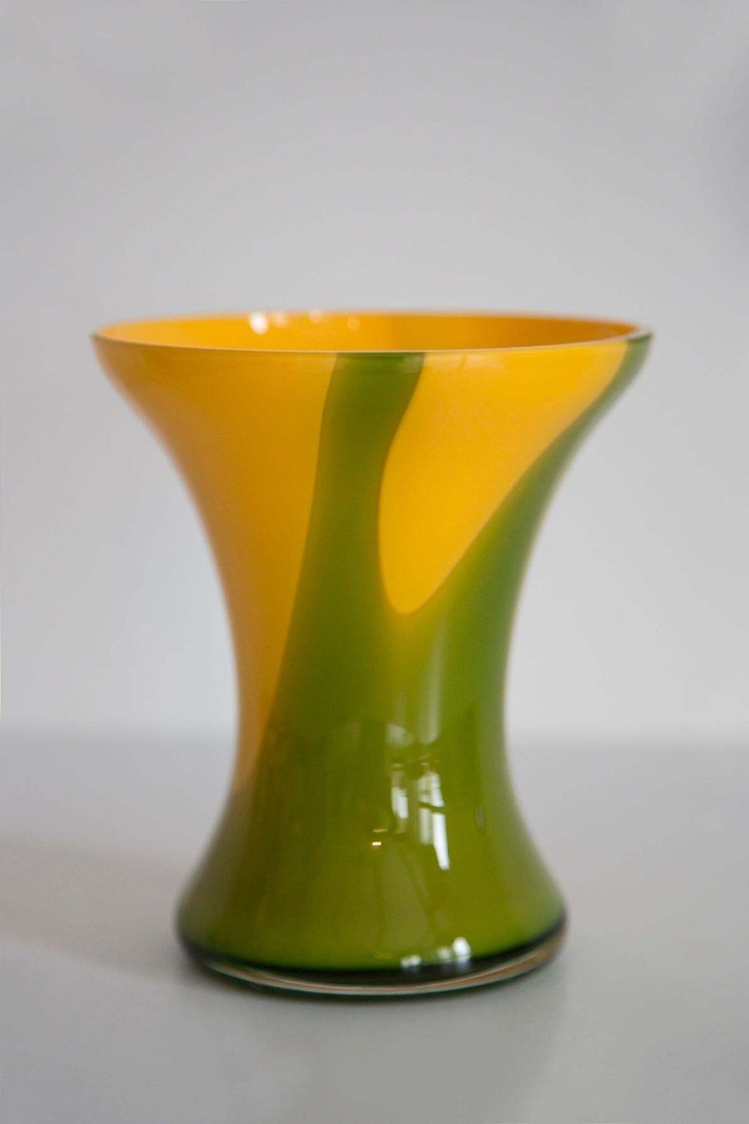 Mid Century Green And Yellow Hand Made Artistic Vase, Europe, 1960s photo buy