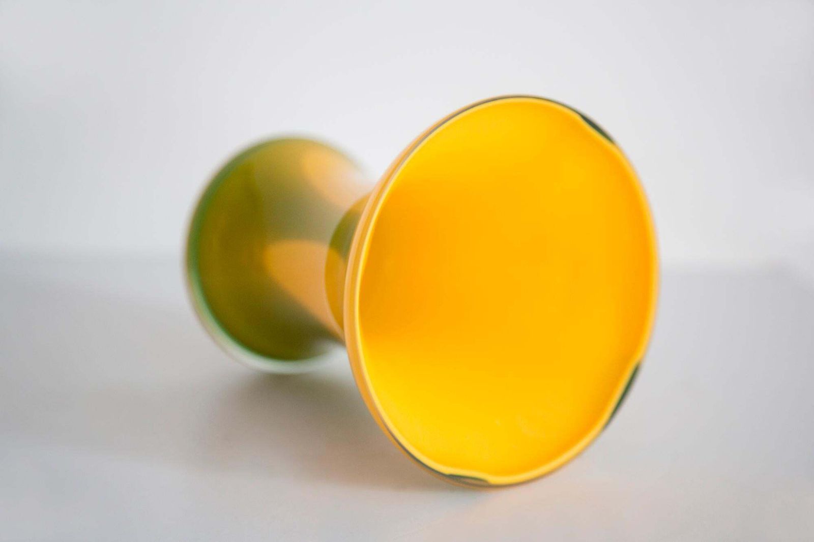 Mid Century Green And Yellow Hand Made Artistic Vase, Europe, 1960s photo vintage