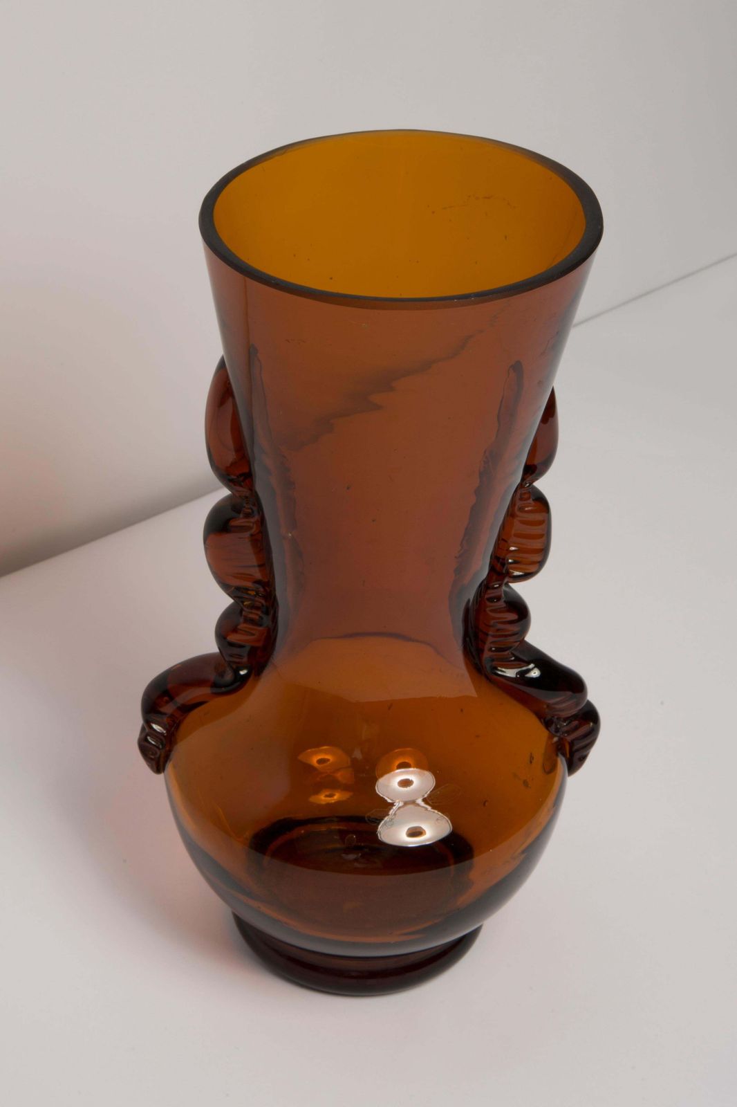 photo furniture Mid Century Vintage Yellow Artistic Glass Vase, Europe, 1970s