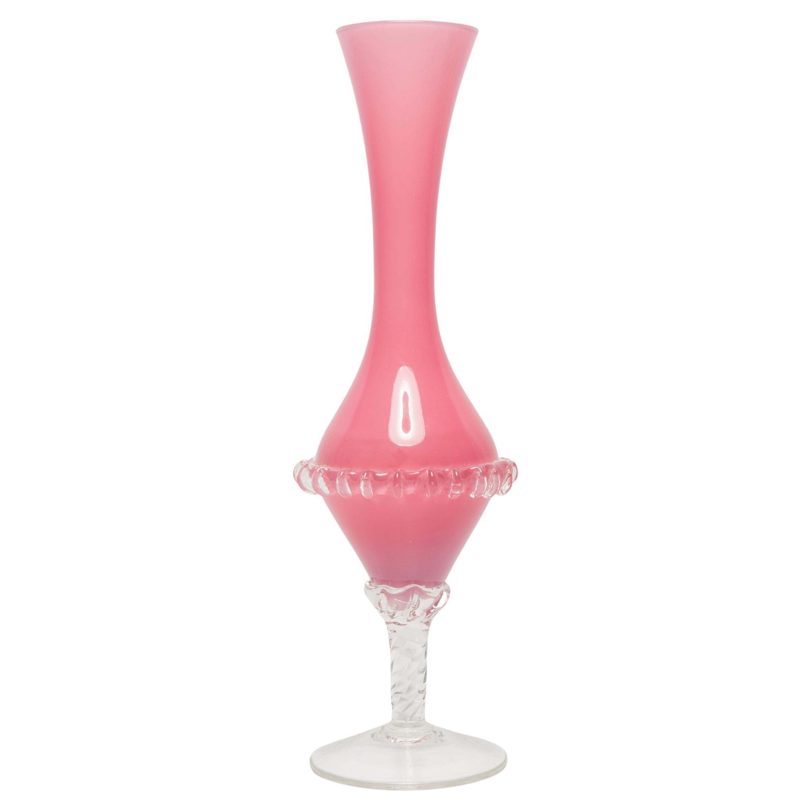 Mid Century Vintage Artistiek Glazen Roze Vaas, Tarnowiec, Sulczan, Europa, Jaren 1970