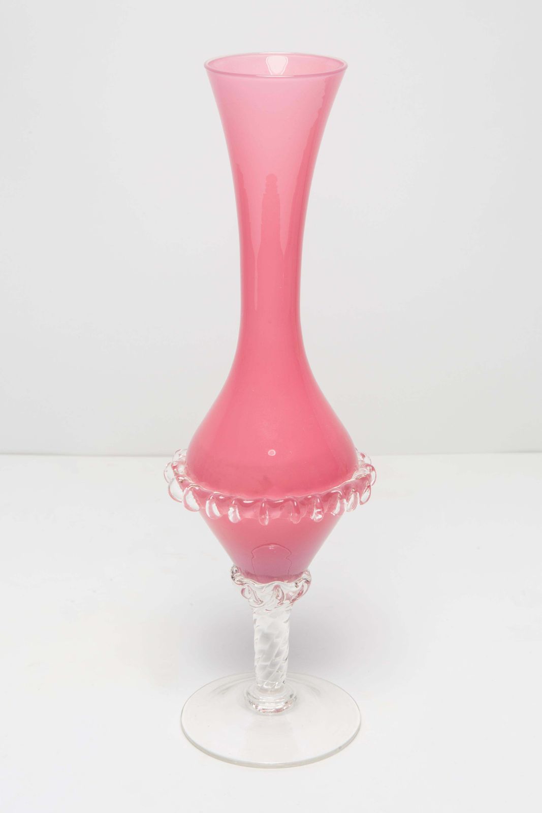 Mid Century Vintage Artistiek Glazen Roze Vaas, Tarnowiec, Sulczan, Europa, Jaren 1970 photo for sale