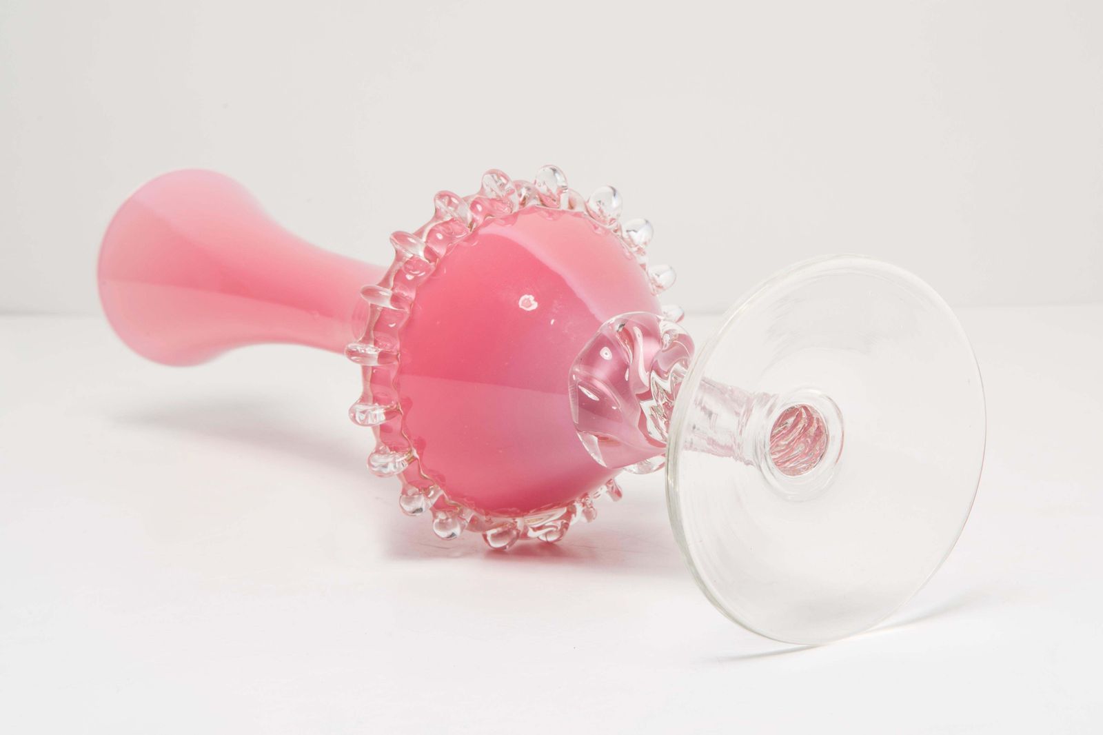 Mid Century Vintage Artistic Glass Pink Vase, Tarnowiec, Sulczan, Europe, 1970s photo buy