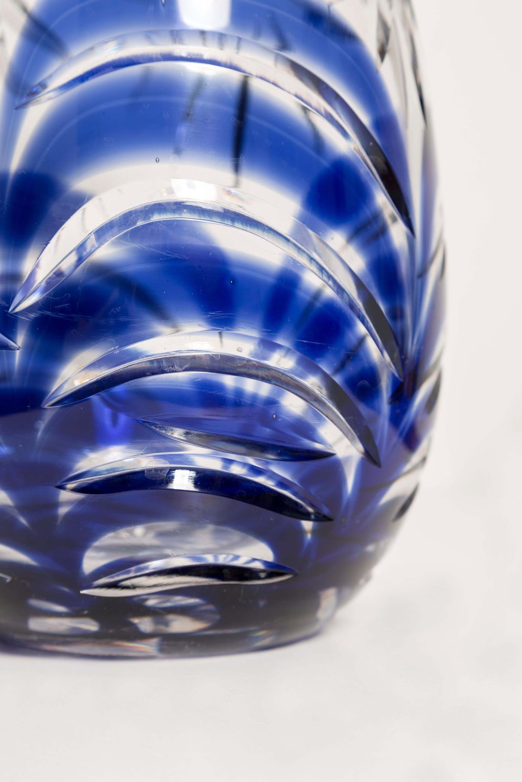 photo for sale Mid Century Vintage Transparent And Blue Crystal Vase, Italy, 1960s