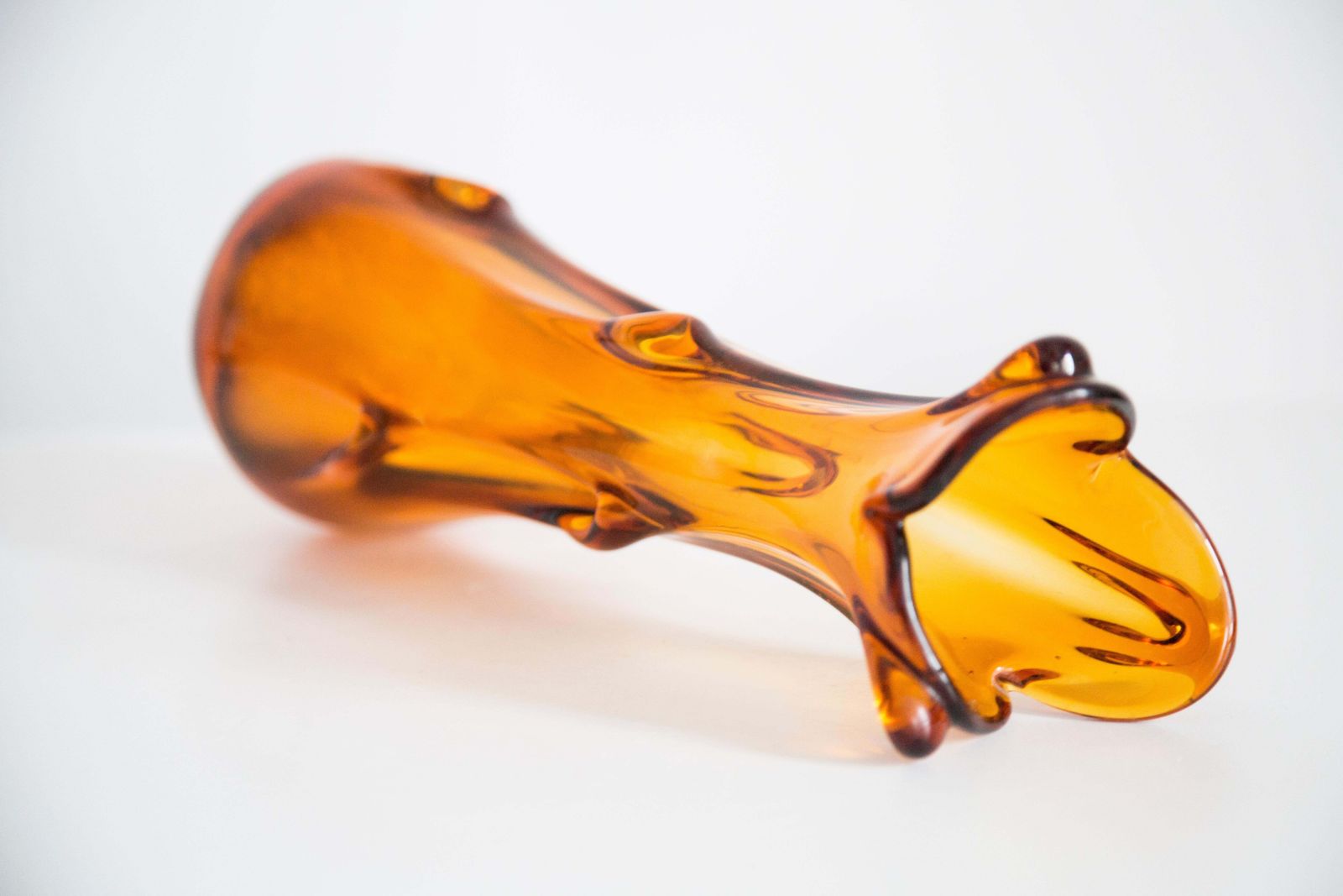 photo furniture Mid Century Artistic Glass Yellow Vase, Tarnowiec, Sulczan, Europe, 1970s