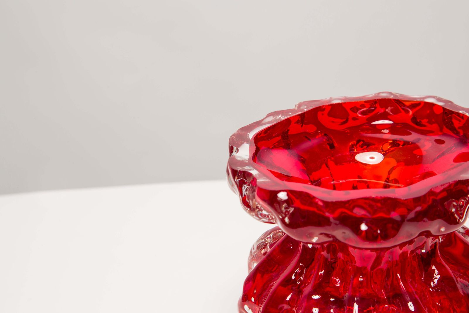 Mid Century Vintage Small Red Ingrid Glass Vase Rock Crystal, Germany, 1970s photo buy