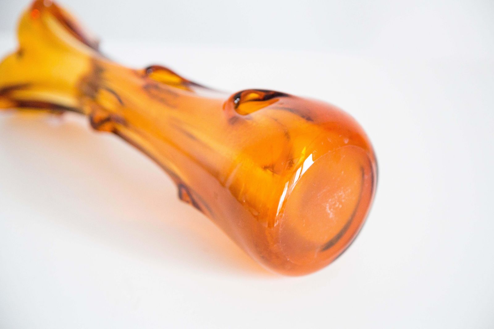 Home Decor Mid Century Artistic Glass Yellow Vase, Tarnowiec, Sulczan, Europe, 1970s photo