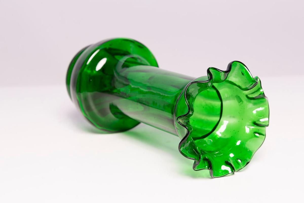 Mid Century Green Vase With Frill, Europe, 1960s photo for sale