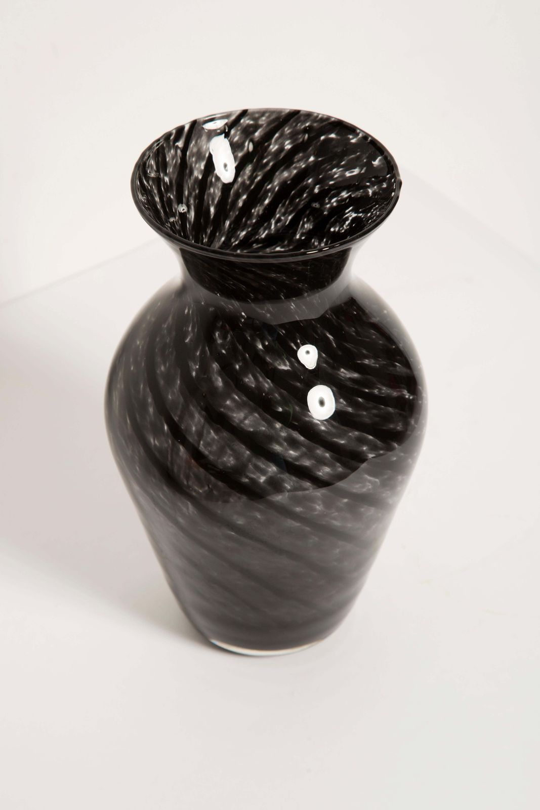 Mid Century Vintage Black And Transparent Vase, Italy, 1960s photo Home Decor
