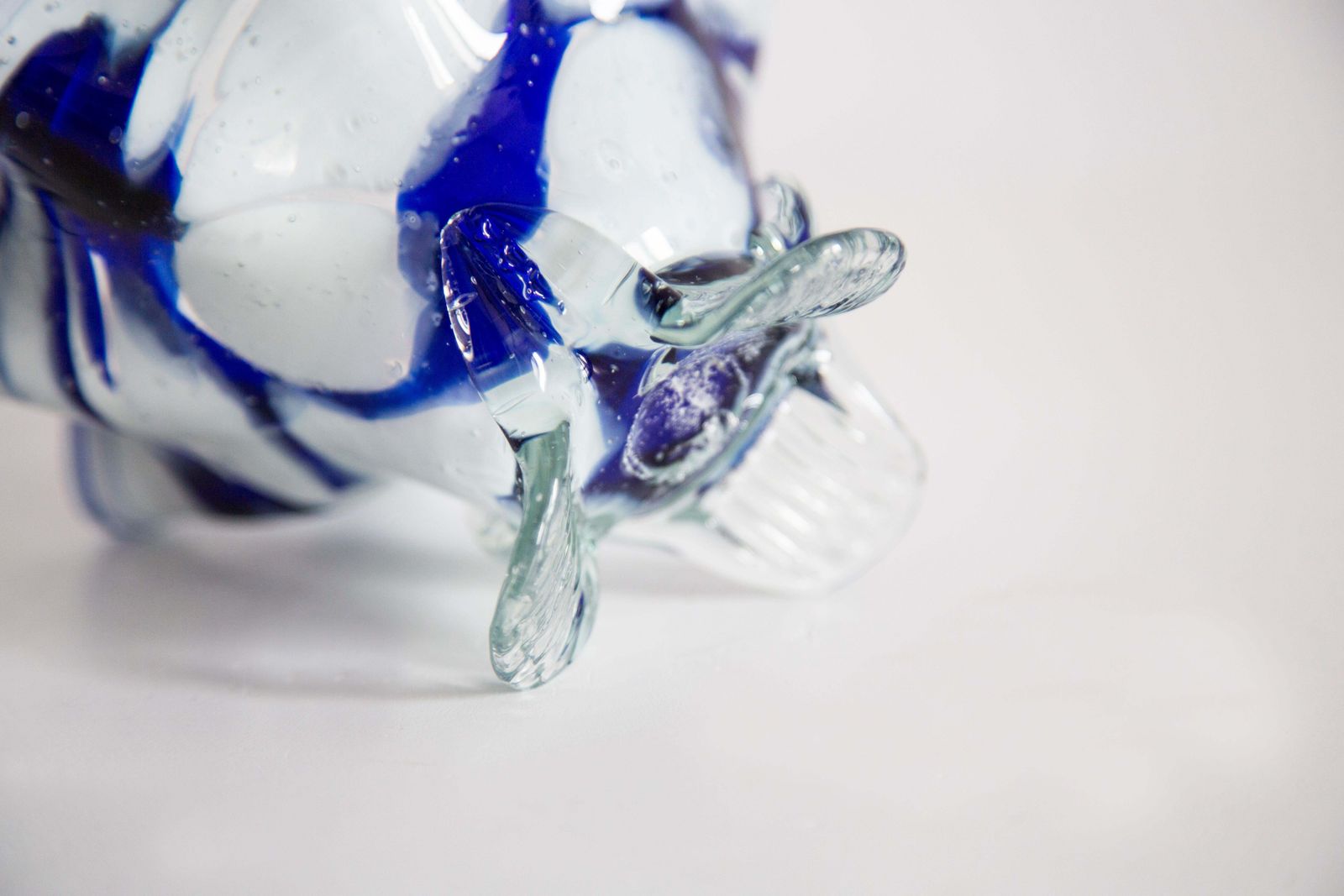 Home Decor Mid Century Vintage Artistic Glass White And Blue Vase Bowl, Europe, 1970s photo