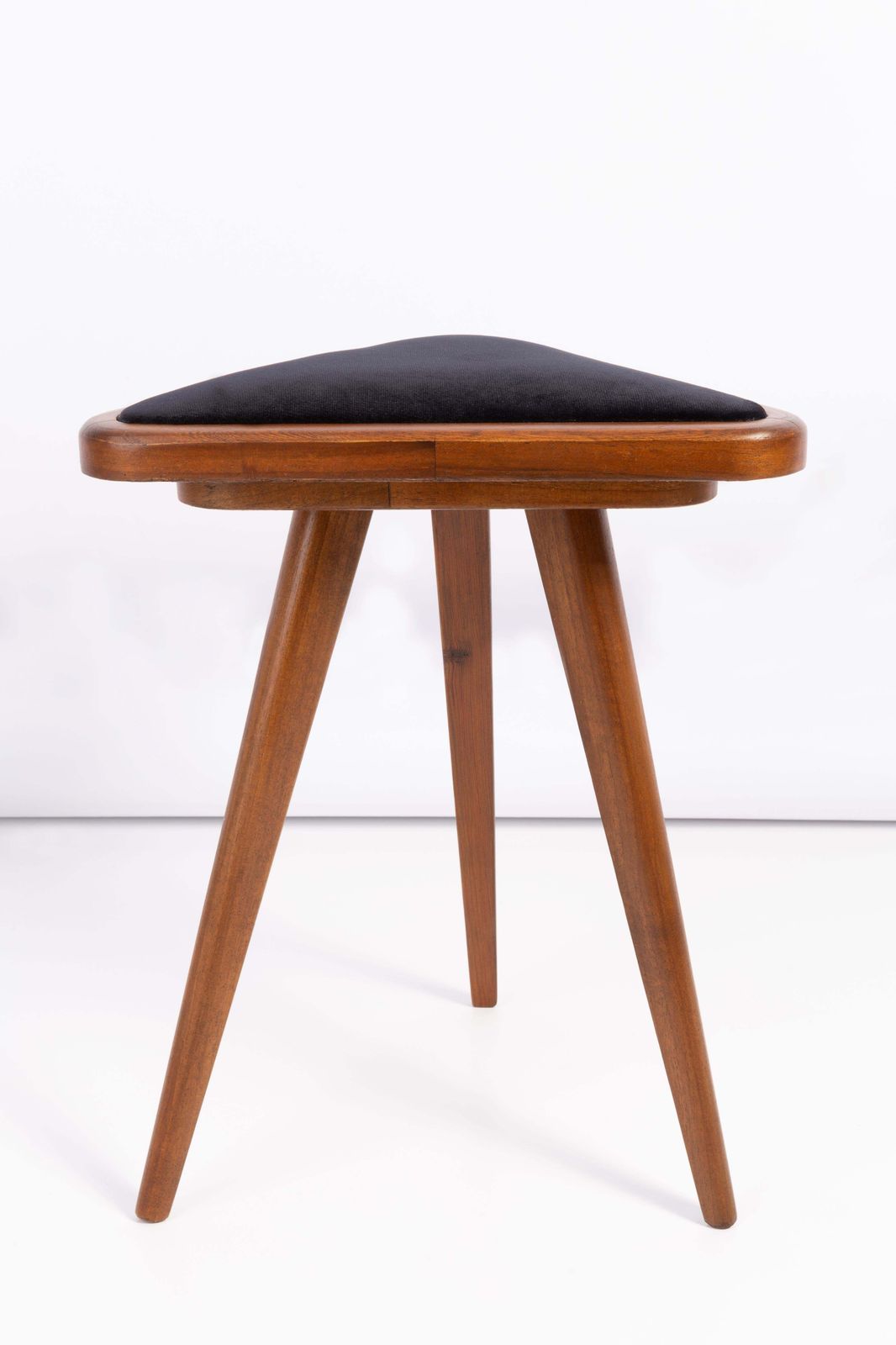 Set Of Two Black And White Velvet 20th Century Triangle Stools, Europe, 1960s photo furniture