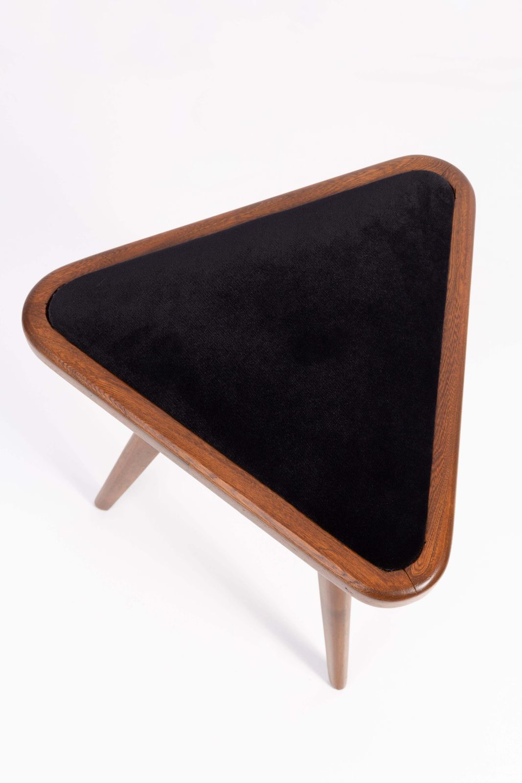 Set Of Two Black And White Velvet 20th Century Triangle Stools, Europe, 1960s photo Furniture