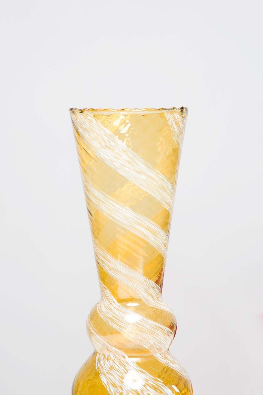 Mid Century Artistic Glass Yellow Vase, Tarnowiec, Sulczan, Europe, 1970s photo buy