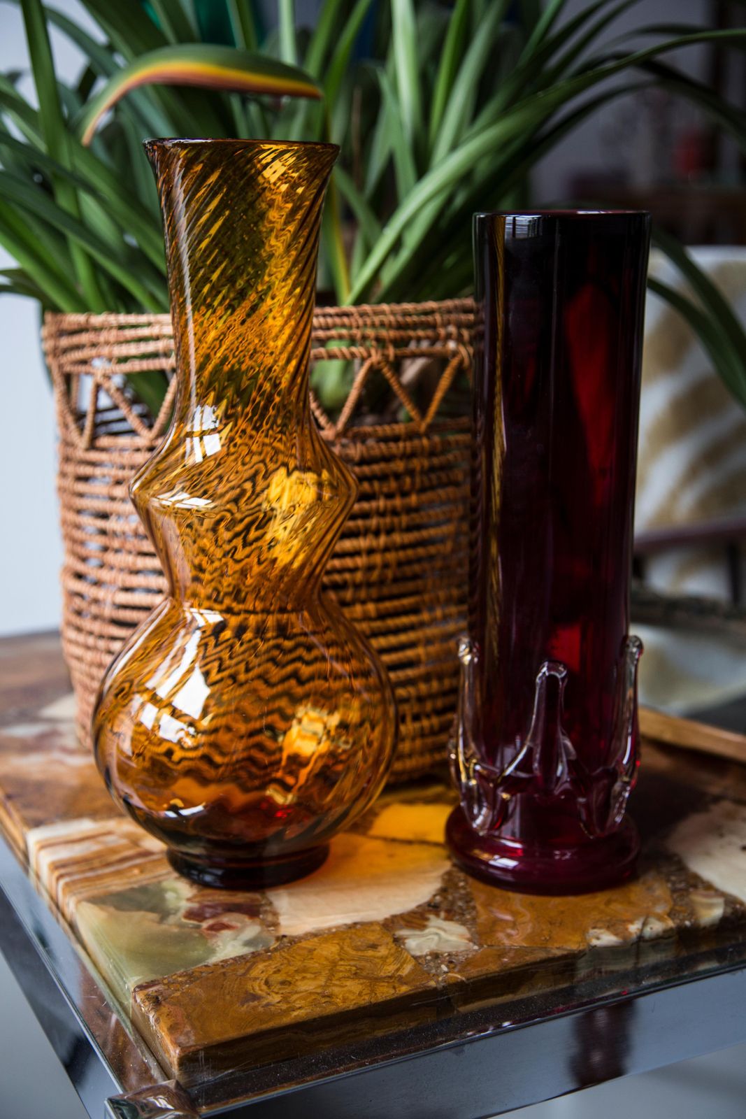 Mid Century Artistic Glass Yellow Vase, Tarnowiec, Sulczan, Europe, 1970s photo furniture