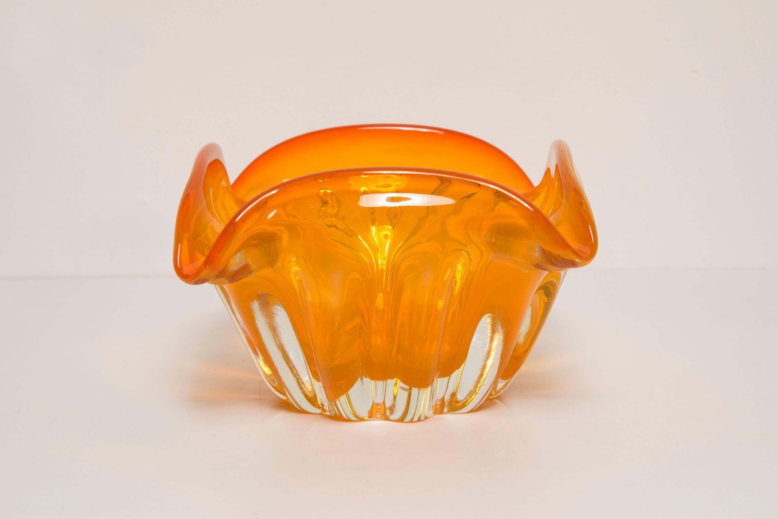 photo furniture Mid Century Murano Orange Glass Bowl Ashtray, Italy, 1970s