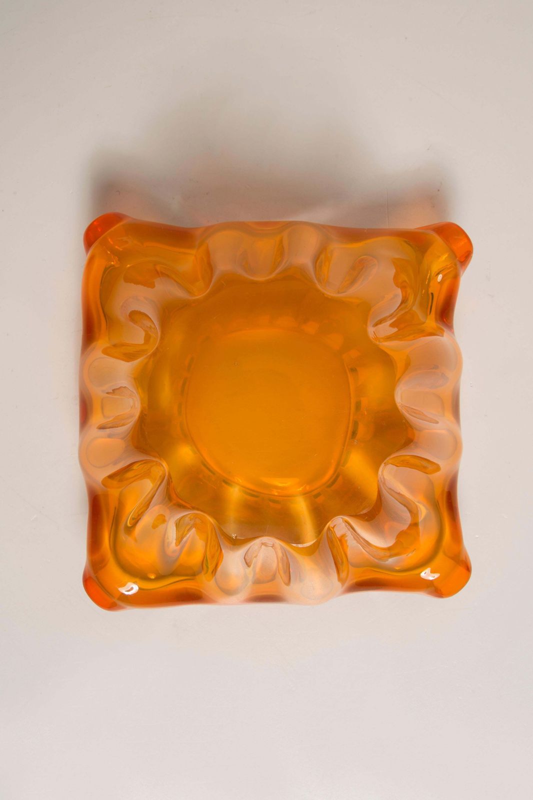 photo vinterior Mid Century Murano Orange Glass Bowl Ashtray, Italy, 1970s