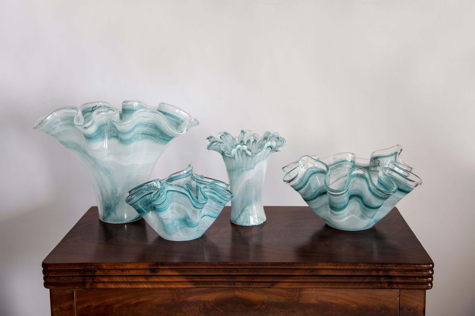 Mid Century Style Murano Glass Big Acqua Blue Green Bowl, Italy, 2000s photo furniture