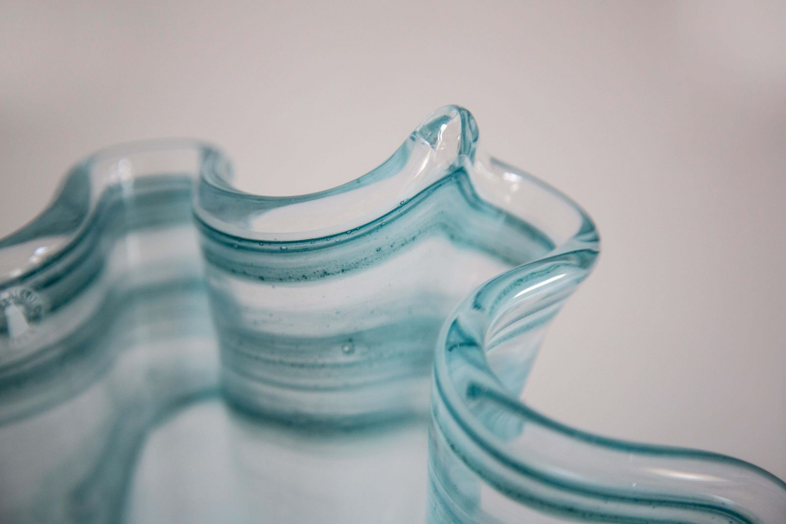 Mid Century Style Murano Glass Big Acqua Blue Green Bowl, Italy, 2000s photo vintage