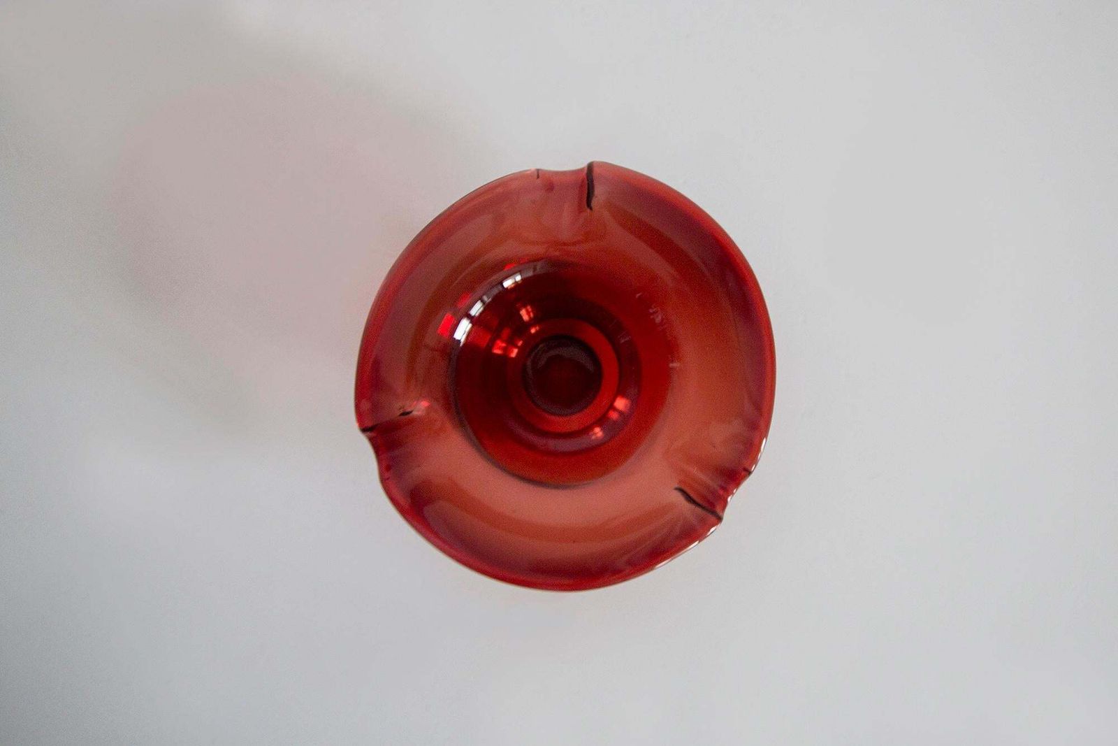 Mid Century Red Glass Ashtray Bowl, Italy, 1970s photo vinterior