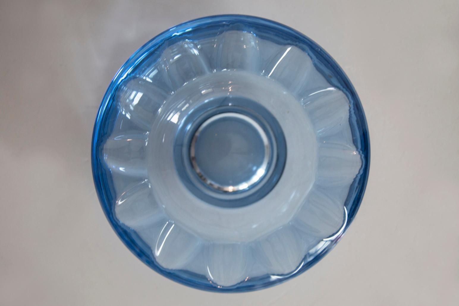Midcentury Rosice Blue Glass Bowl Ashtray Element, Czech Republic, 1970s photo 111.0