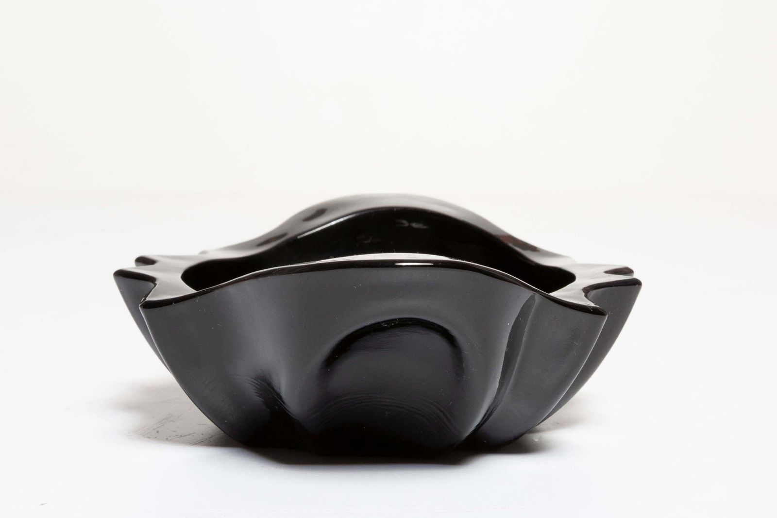 Mid Century Black Small Glass Bowl Ashtray Element, Italy, 1970s photo vintage
