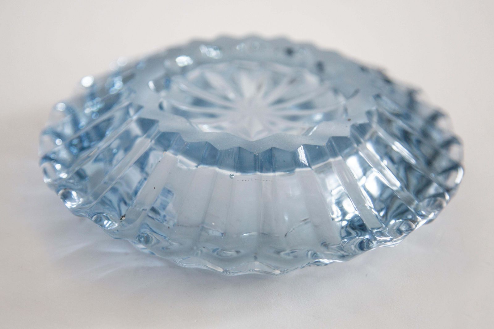 Mid Century Light Blue Crystal Glass Ashtray, Italy, 1970s photo Home Decor