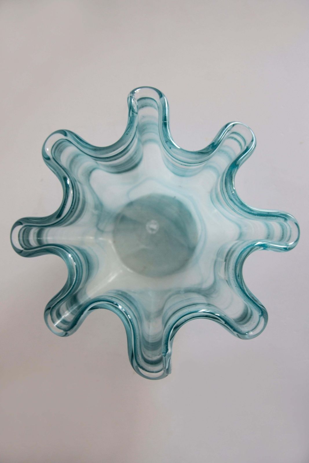 Mid Century Style Murano Glass Big Acqua Blue Green Bowl, Italy, 2000s photo vinterior