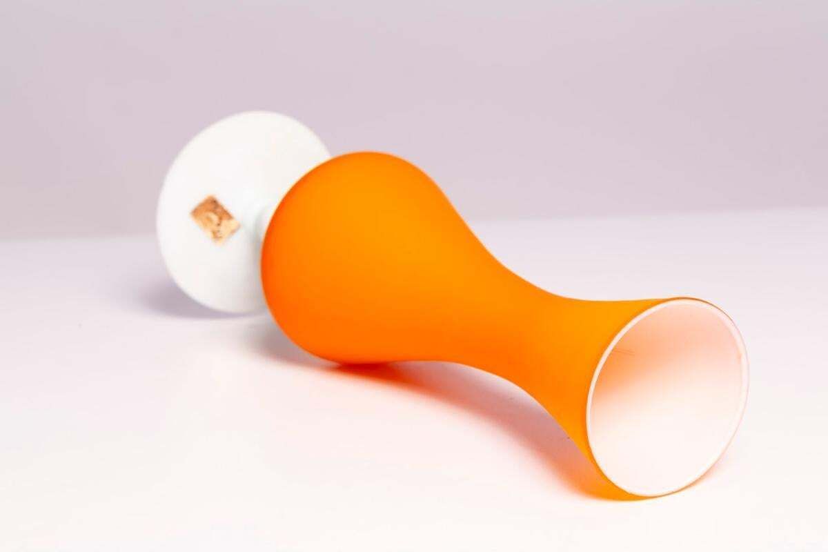 60.0 Mid Century Orange Decorative Glass Vase, Europe, 1960s photo