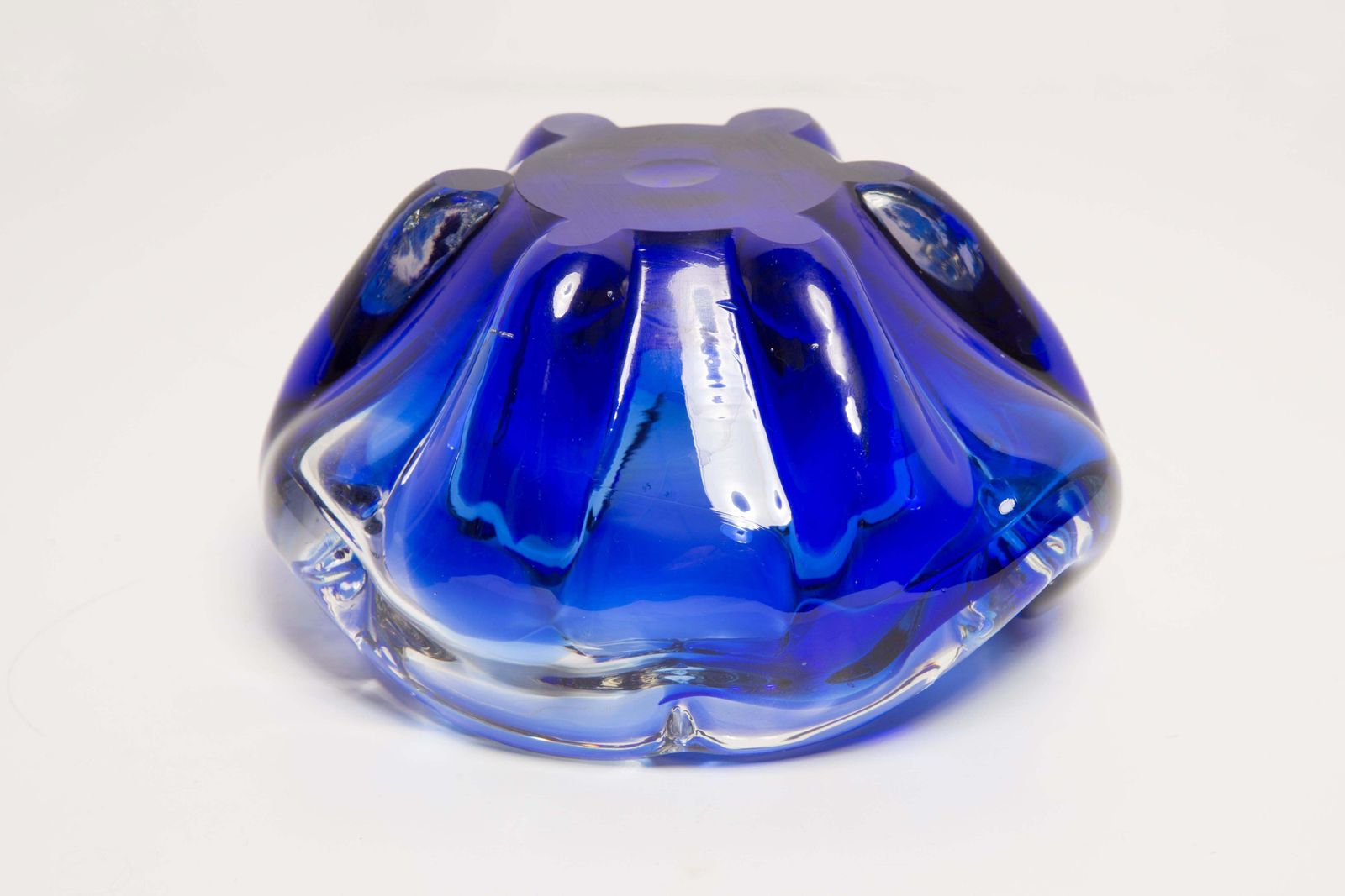 Mid Century Murano Blue Glass Bowl Ashtray Element, Italy, 1970s photo Home Decor