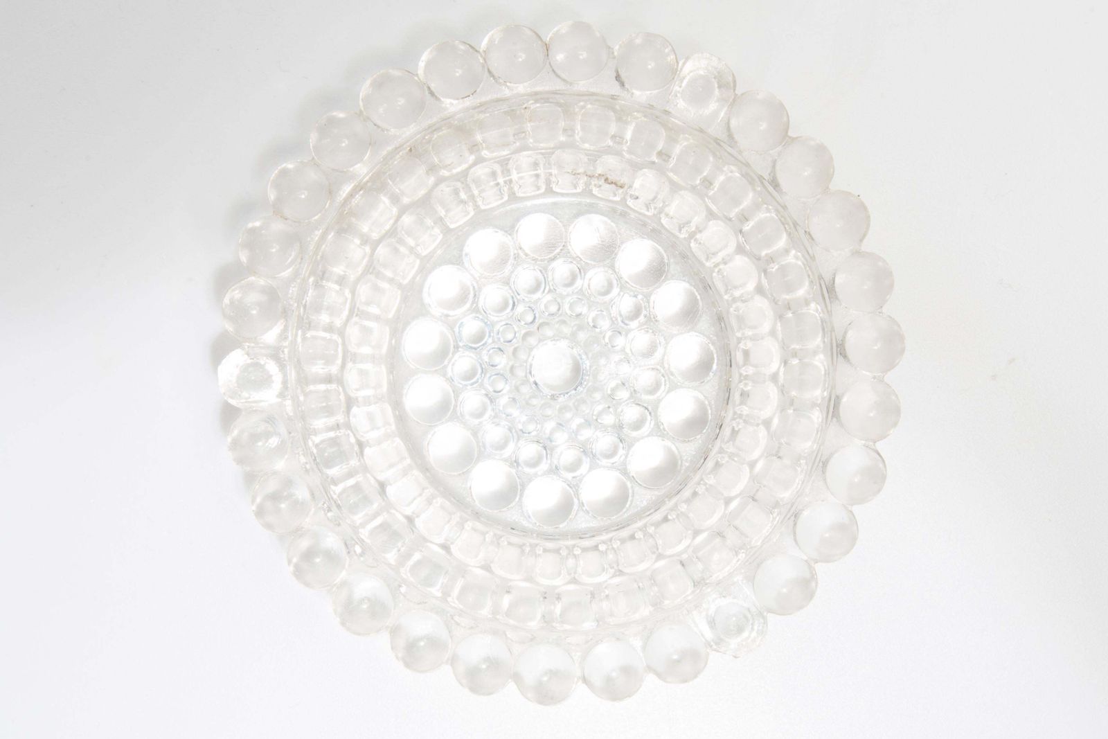 Mid Century Crystal Glass Dots Bubbles Ashtray Bowl, Italy, 1970s photo Home Decor