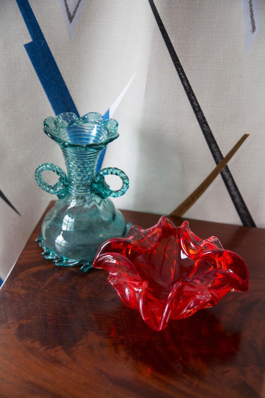 Mid Century Red Artistic Glass Bowl Ashtray, Italy, 1970s photo furniture