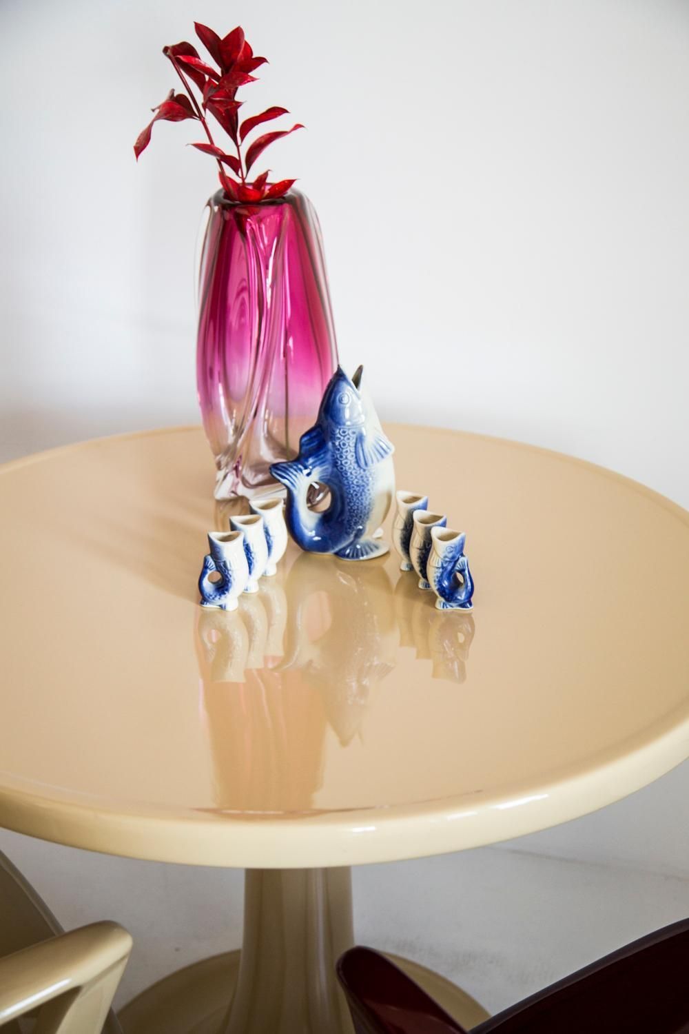 Blue Fish Glass Decanter And Glasses, 20th Century, Europe, 1960s photo for sale