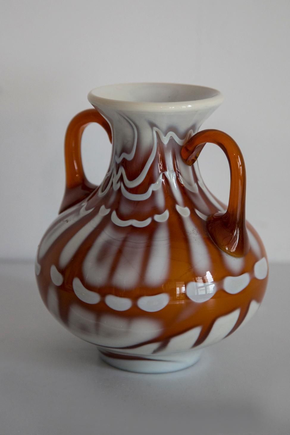 Mid Century Artistic Glass Vase, Prokuplje Yugoslavia, 1970s photo vintage