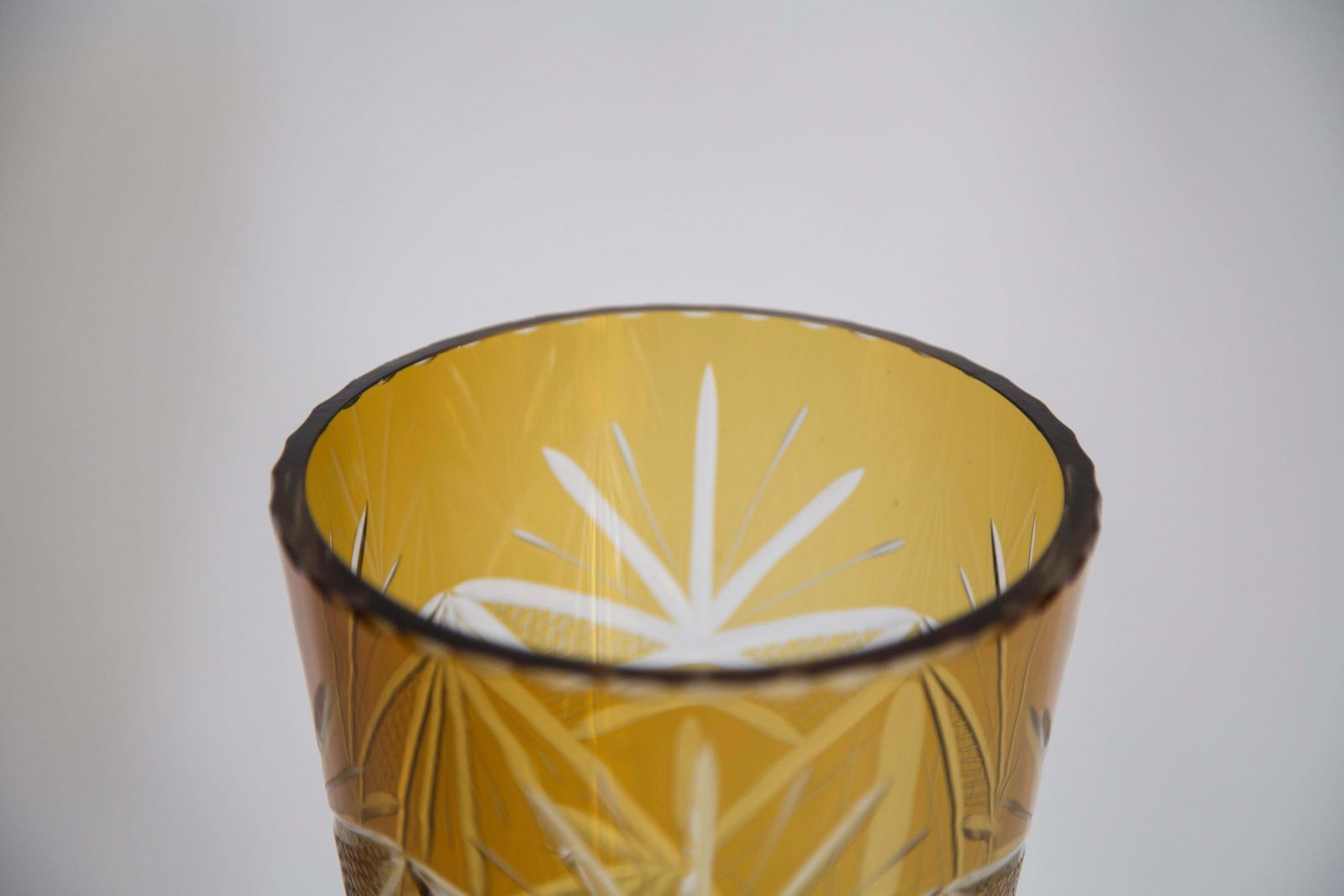 photo furniture Mid Century Vintage Big Yellow Crystal Vase, 20th Century, Europe, 1960s