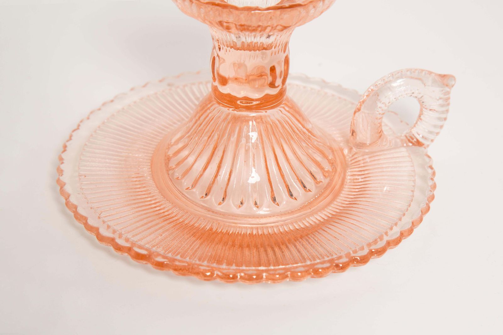 Mid Century Light Rose Glass Candlestick, Europe, 1960s photo buy