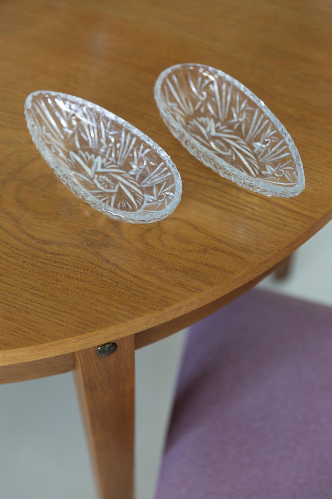 Set Of Two Midcentury Transparent Crystal Glass Bowls, France, 1970s photo furniture