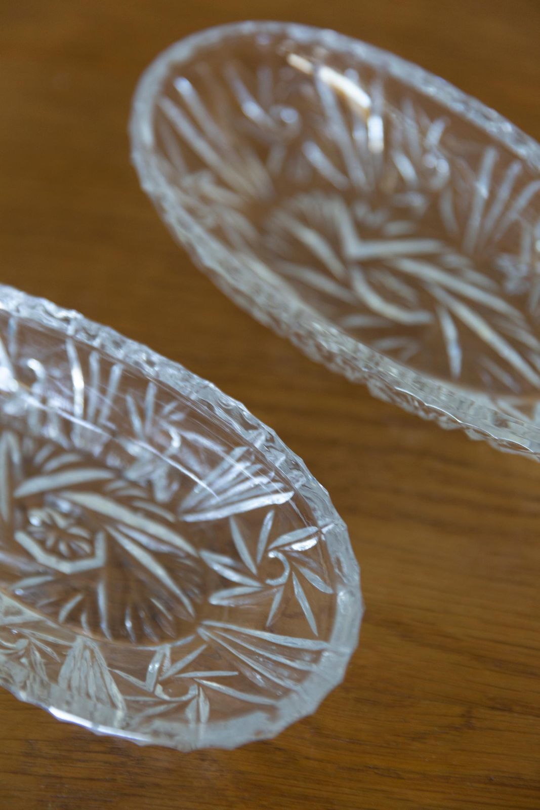 Set Of Two Midcentury Transparent Crystal Glass Bowls, France, 1970s photo 68.0