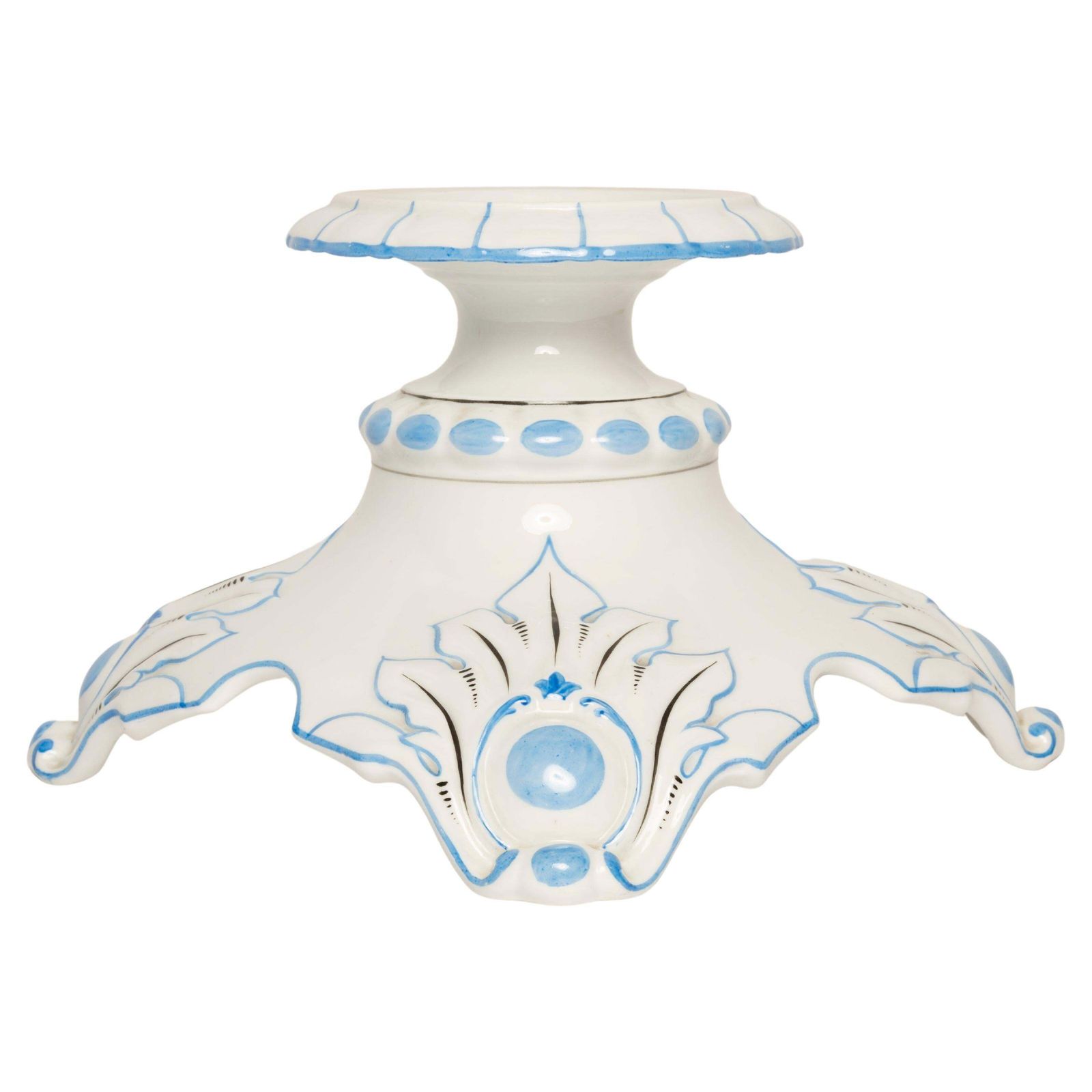 20th Century Ceramic White And Blue Candlestick, France, 1960s
